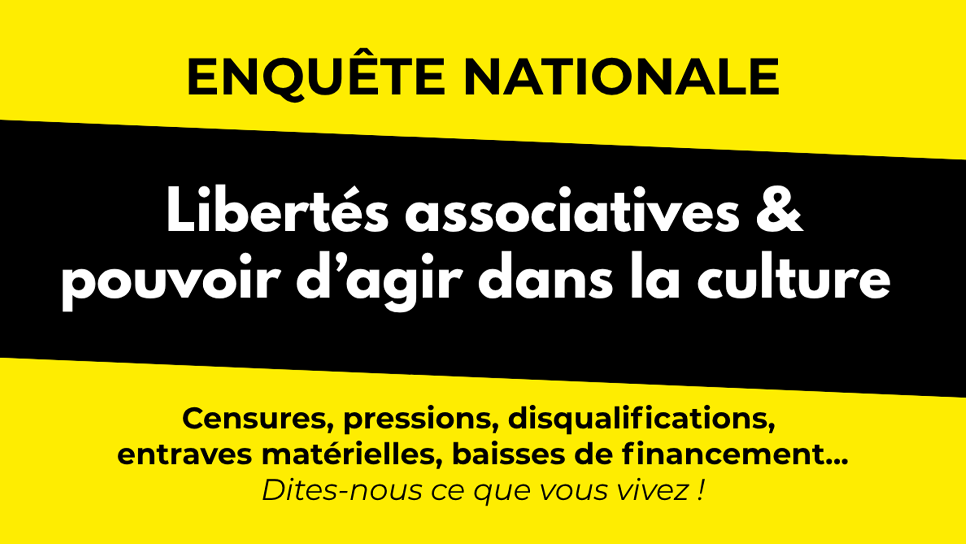 Enquête nationale sur les entraves aux libertés de création, aux libertés associatives et sur les baisses de financement dans la culture